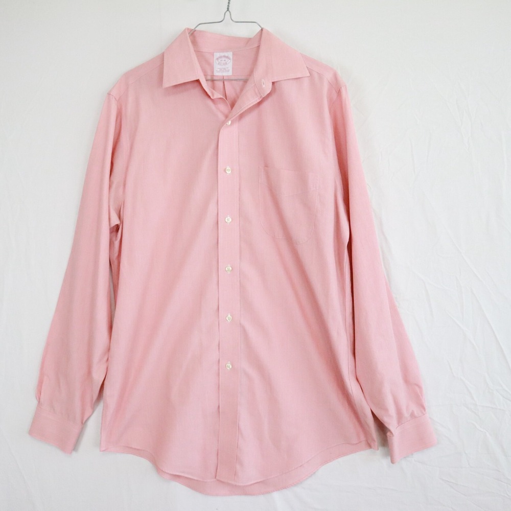 Brooks Brothers Shirt Mens 15-35 Traditional Fit Non Iron Button Up Long Sleeve